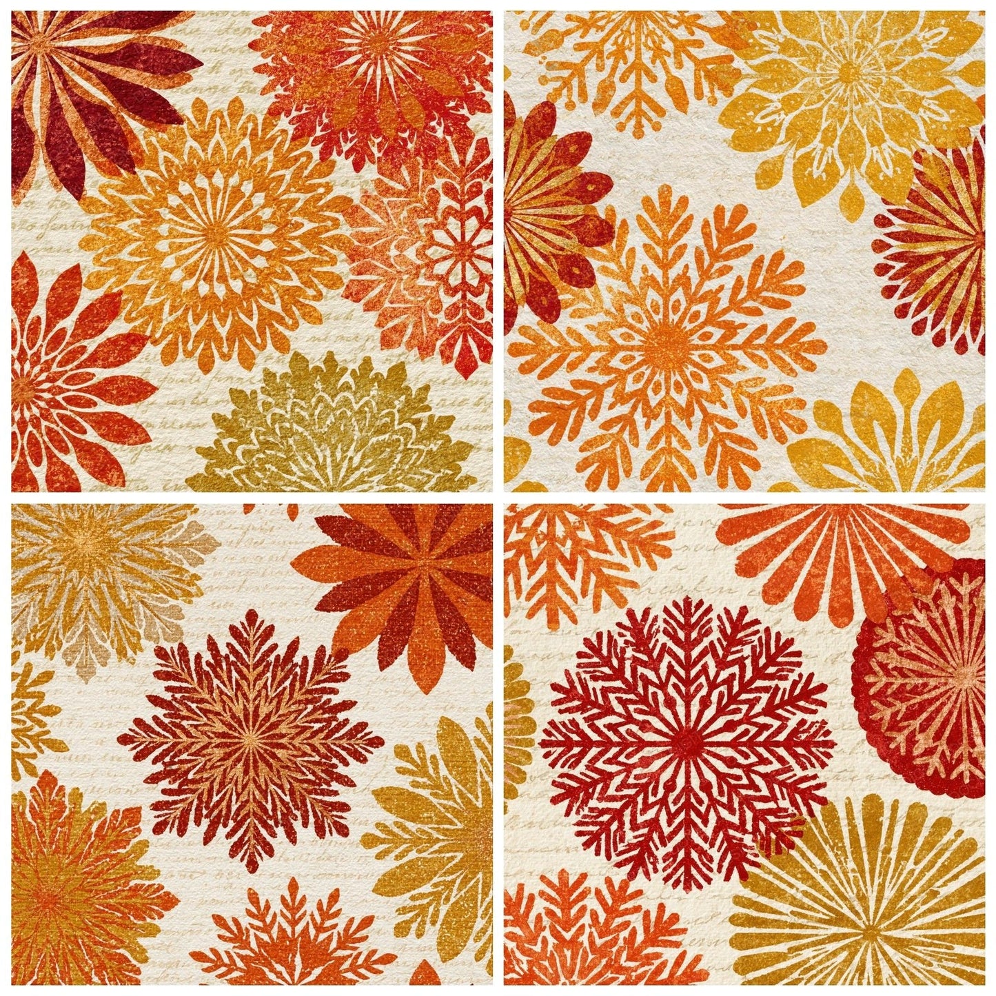 Mandala Snowflake Burnt Orange Cream Digital Paper Pack (DDD014118)