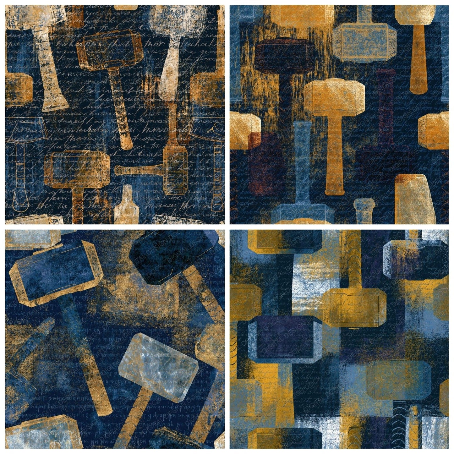 X-Ray Thor Hammers Midnight Gold Digital Paper Pack (DDD014124)