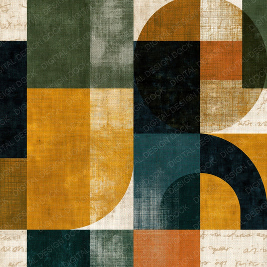 Bauhaus Olive Ochre Abstract Digital Paper Pack (DDD014127)