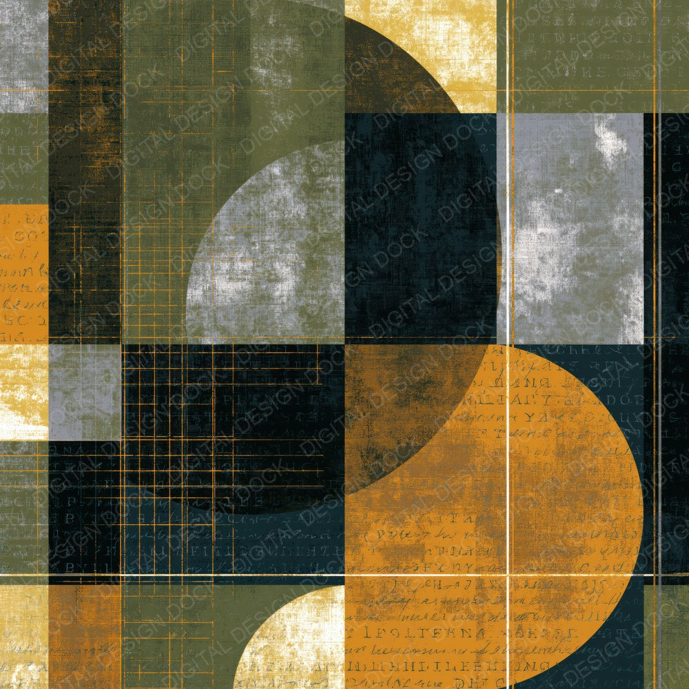 Bauhaus Olive Ochre Abstract Digital Paper Pack (DDD014127)