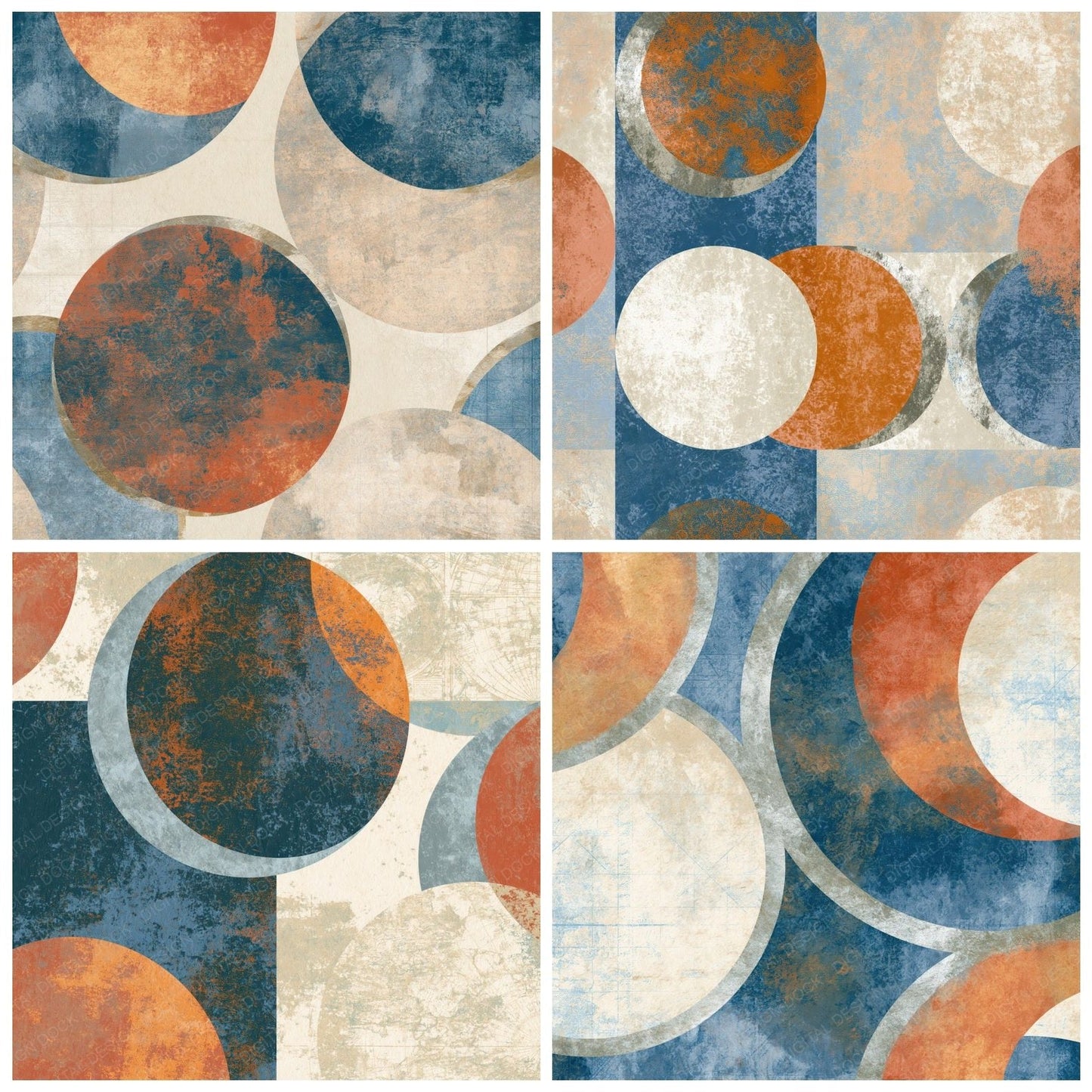 Cyanotype Eclipse Terracotta Bone Digital Paper Pack (DDD014128)