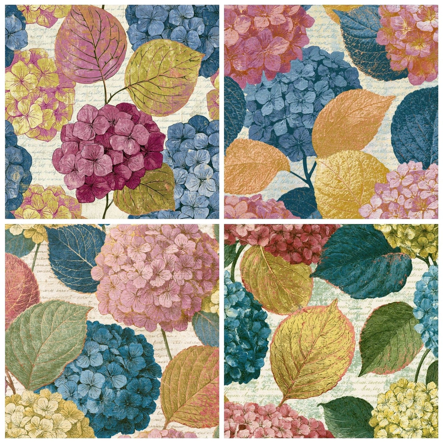 Etching Hydrangeas Pink Blue Ivory Digital Paper Pack (DDD014129)