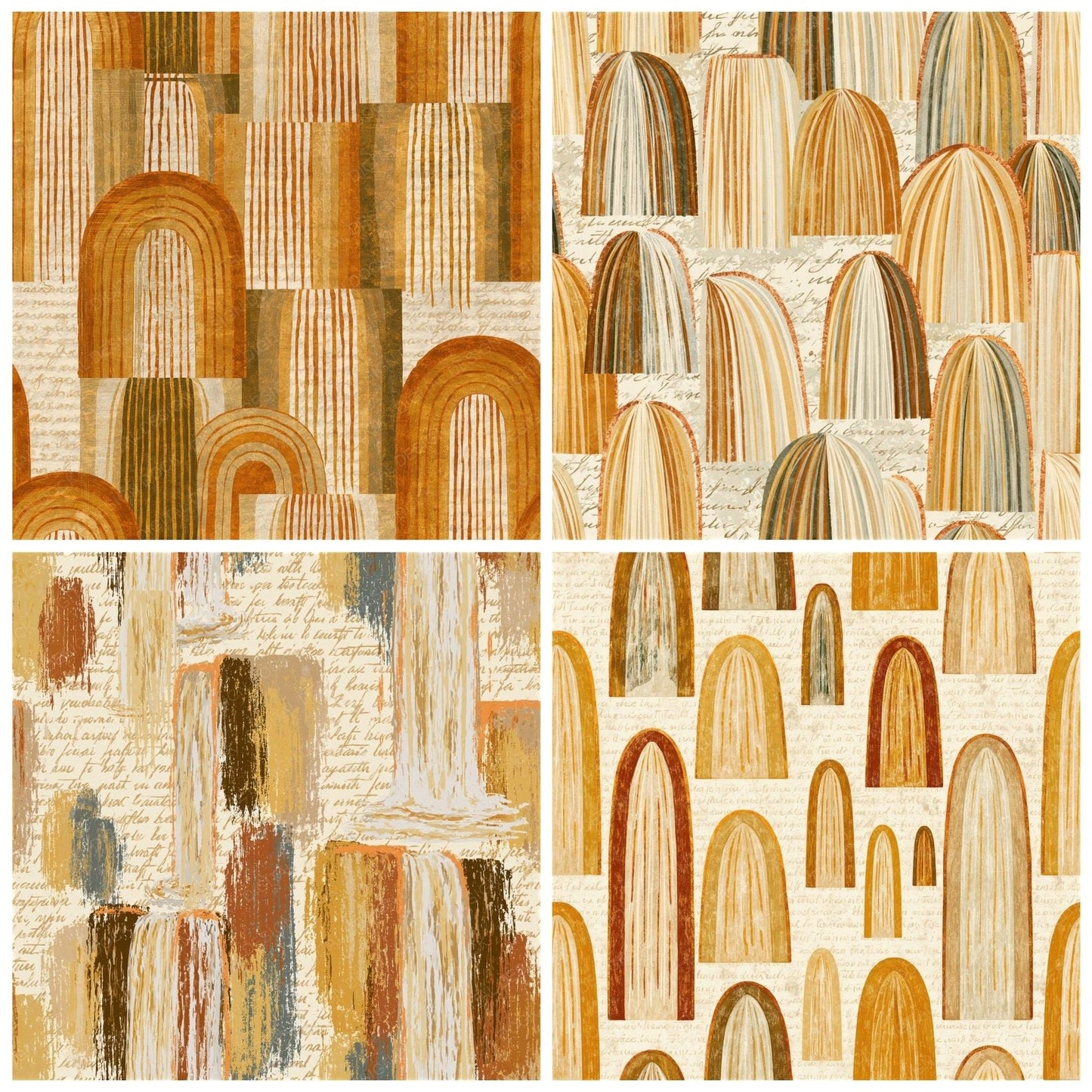 Folk Art Waterfalls Amber Bone Seamless Digital Paper Pack (DDD014130)