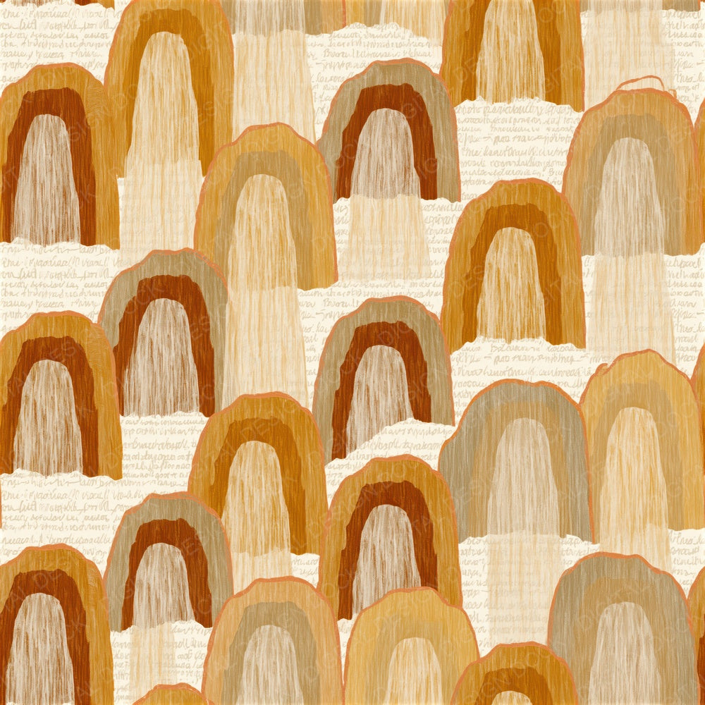 Folk Art Waterfalls Amber Bone Seamless Digital Paper Pack (DDD014130)