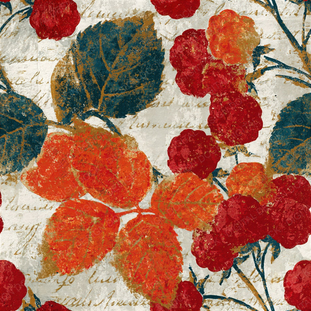 Monoprint Mulberries Cherry Orange Seamless Digital Paper Pack (DDD014132)
