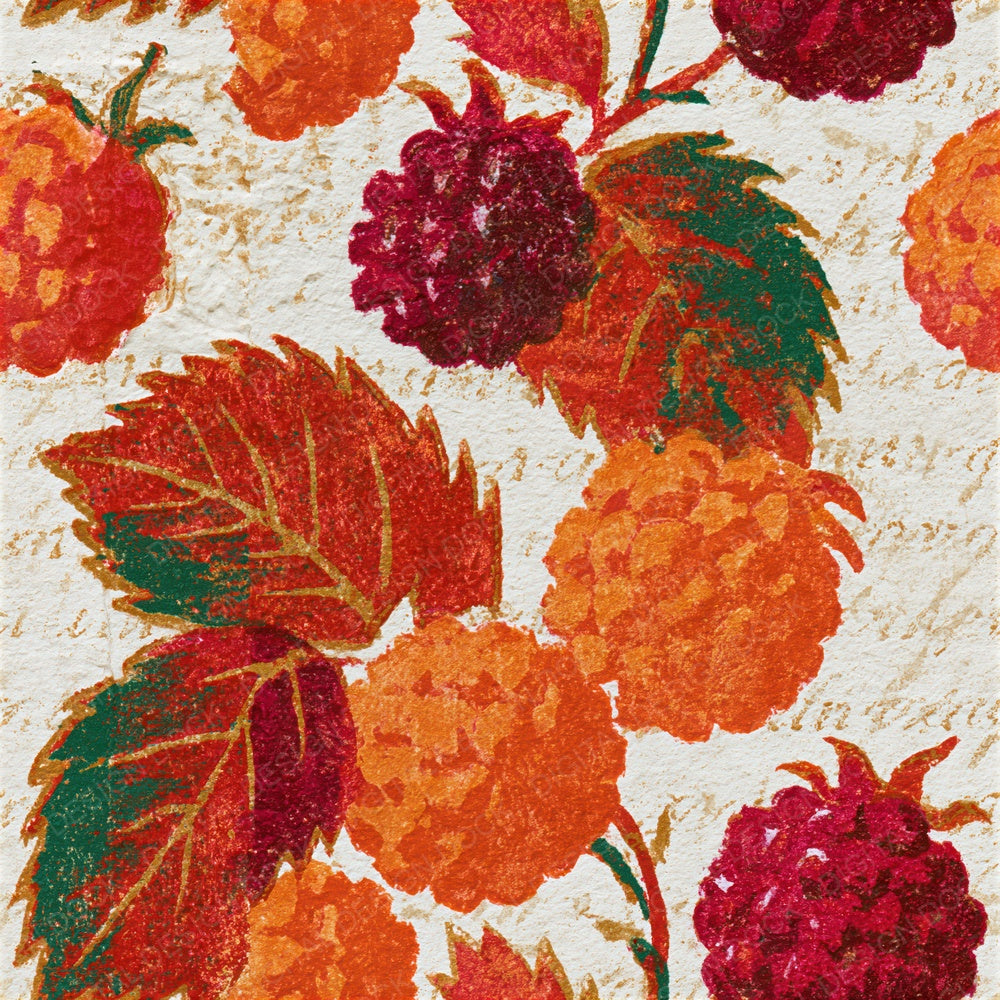 Monoprint Mulberries Cherry Orange Seamless Digital Paper Pack (DDD014132)