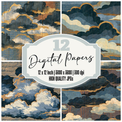 Pyrography Storm Clouds Thunder Grey Digital Paper Pack (DDD014133)