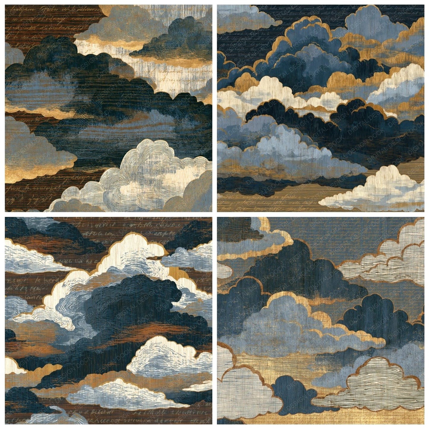 Pyrography Storm Clouds Thunder Grey Digital Paper Pack (DDD014133)
