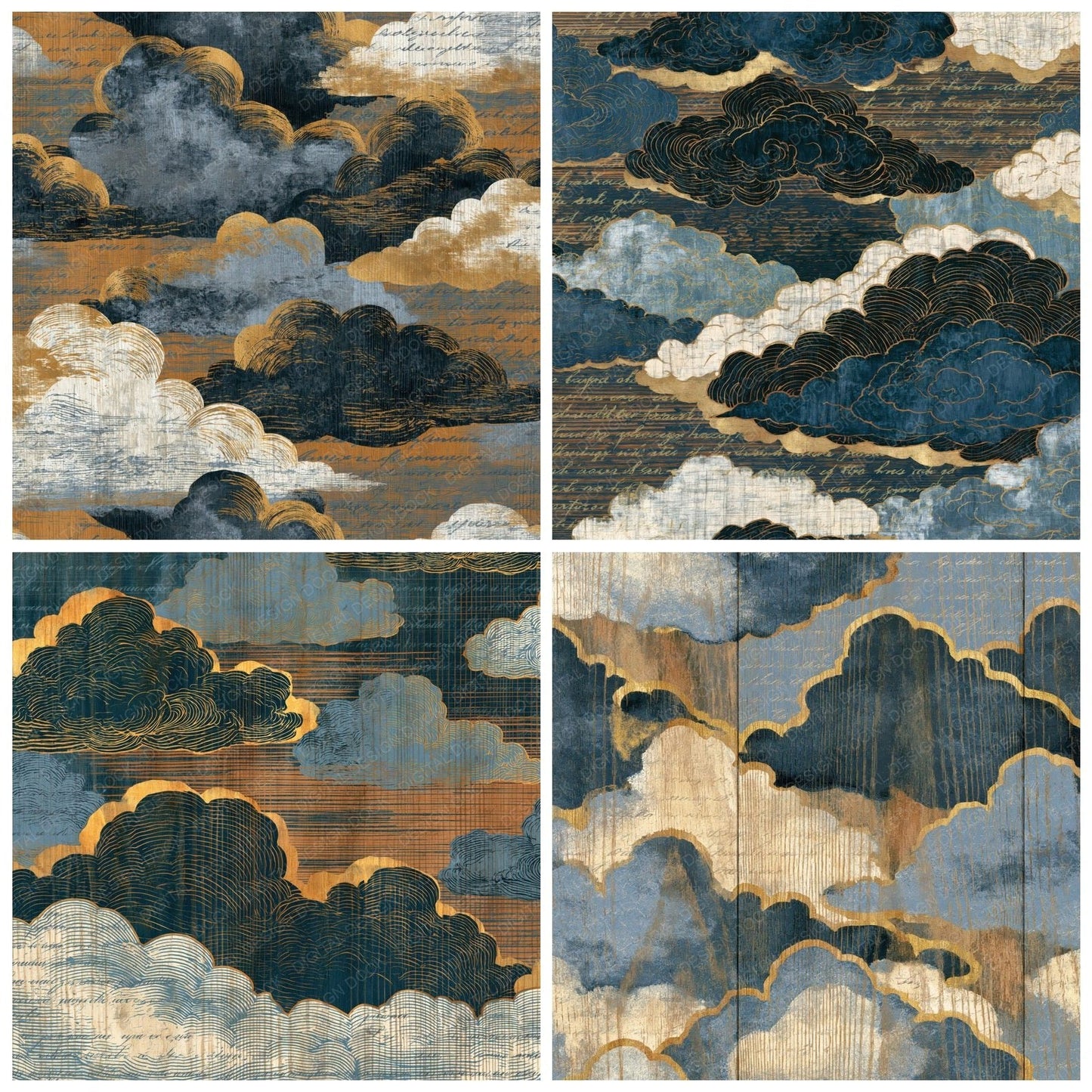 Pyrography Storm Clouds Thunder Grey Digital Paper Pack (DDD014133)