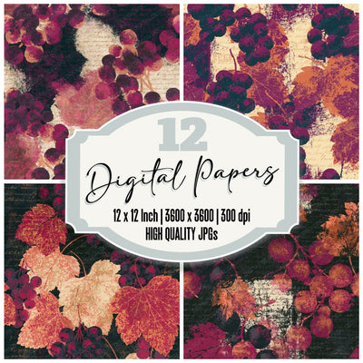 Scratchboard Blackcurrant Cherry Seamless Digital Paper Pack (DDD014134)