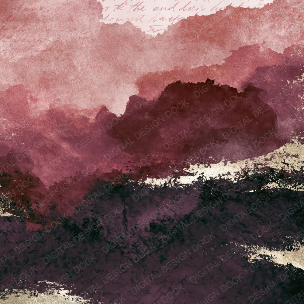 Sumi-e Dusty Rose Oxblood Aubergine Abstract Digital Paper Pack (DDD014137)