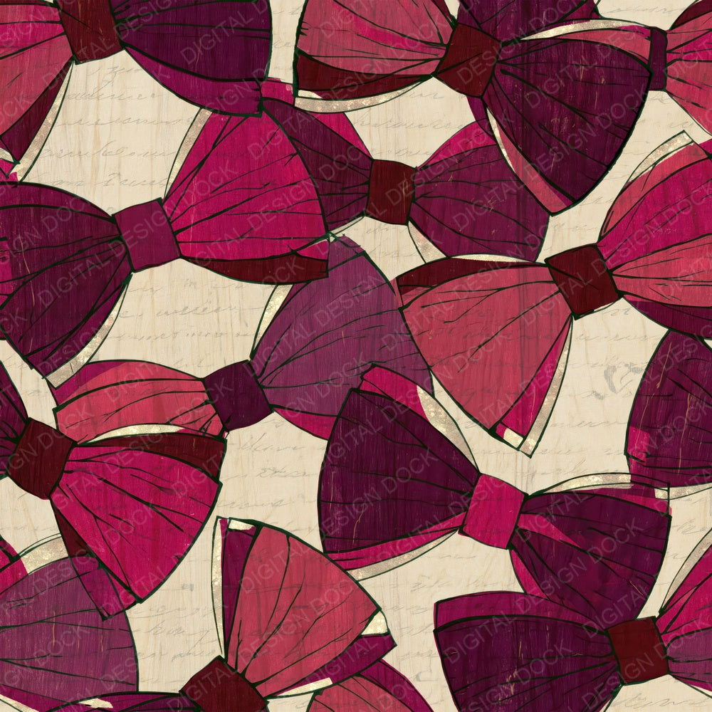 Ukiyo-e Bow Ties Magenta Burgundy Digital Paper Pack (DDD014139)