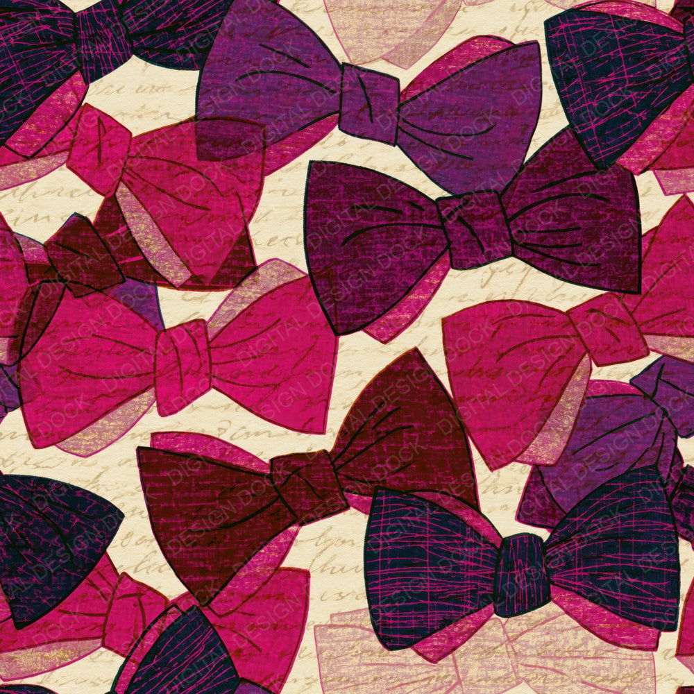Ukiyo-e Bow Ties Magenta Burgundy Digital Paper Pack (DDD014139)