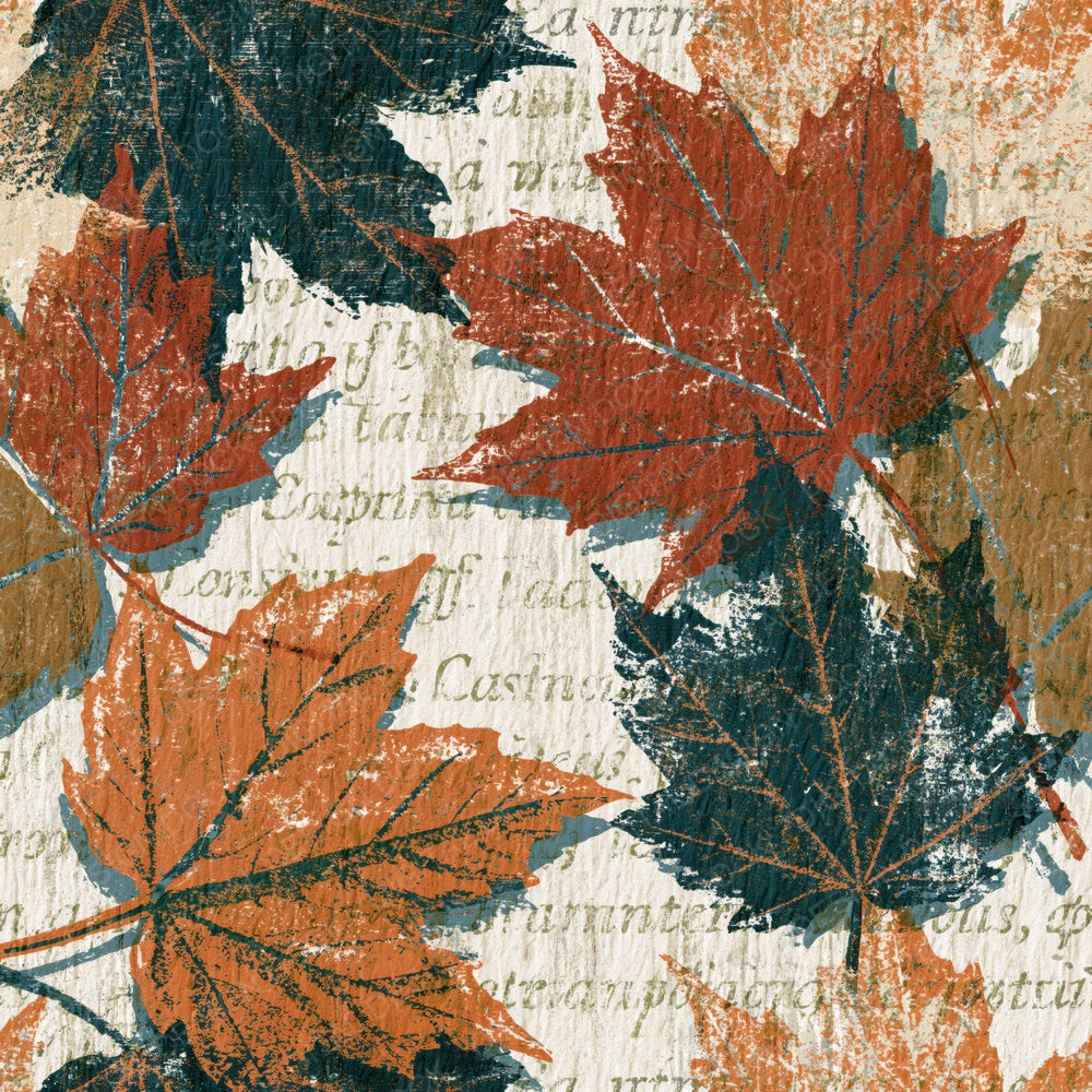 Woodcut Maple Leaves Earth Rust Digital Paper Pack (DDD014141)