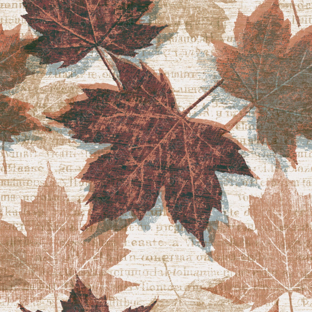 Woodcut Maple Leaves Earth Rust Digital Paper Pack (DDD014141)