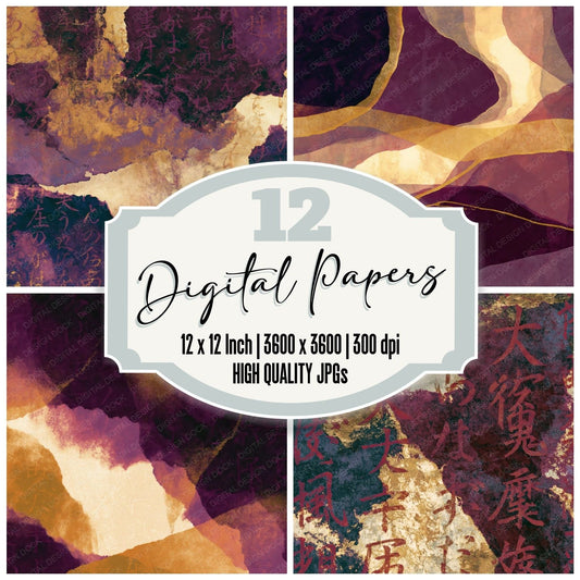 X-ray Plum Aubergine Abstract Digital Paper Pack (DDD014144)