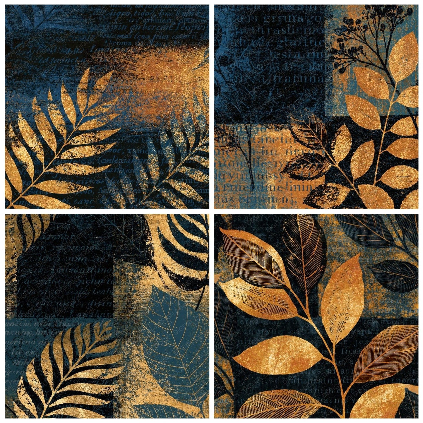 Etching Black Gold Tonal Digital Paper Pack (DDD014146)