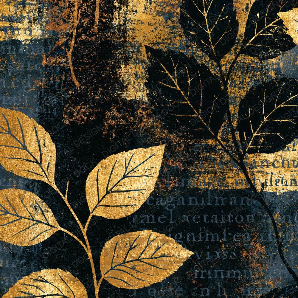 Etching Black Gold Tonal Digital Paper Pack (DDD014146)