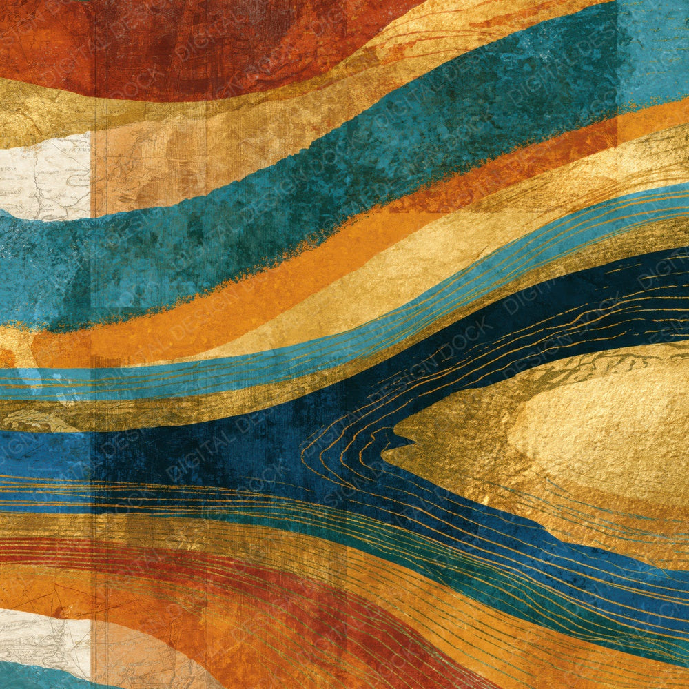 Etching Rust Mustard Turquoise Tonal Digital Paper Pack (DDD014149)