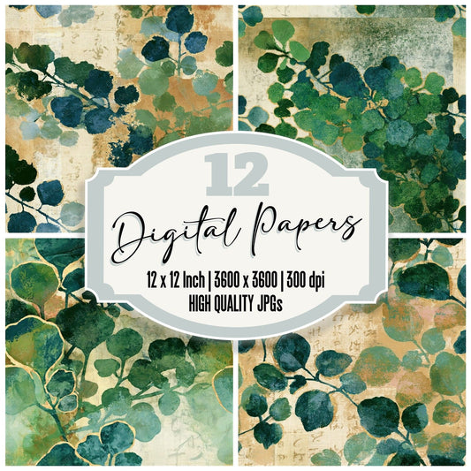 Monoprint Baby Tears Eucalyptus Seamless Digital Paper Pack (DDD014152)