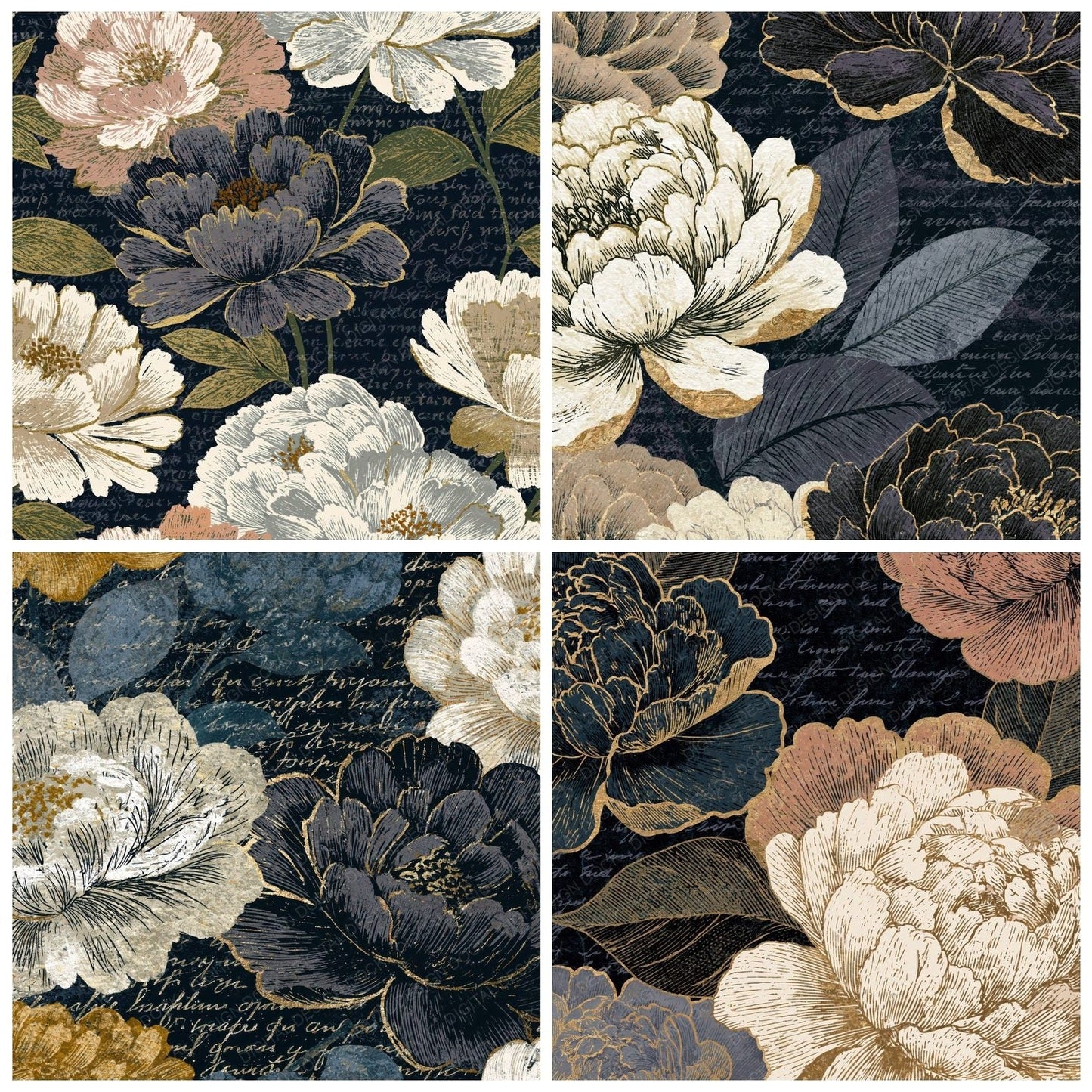Scratchboard Peony Mushroom Ivory Digital Paper Pack (DDD014155)