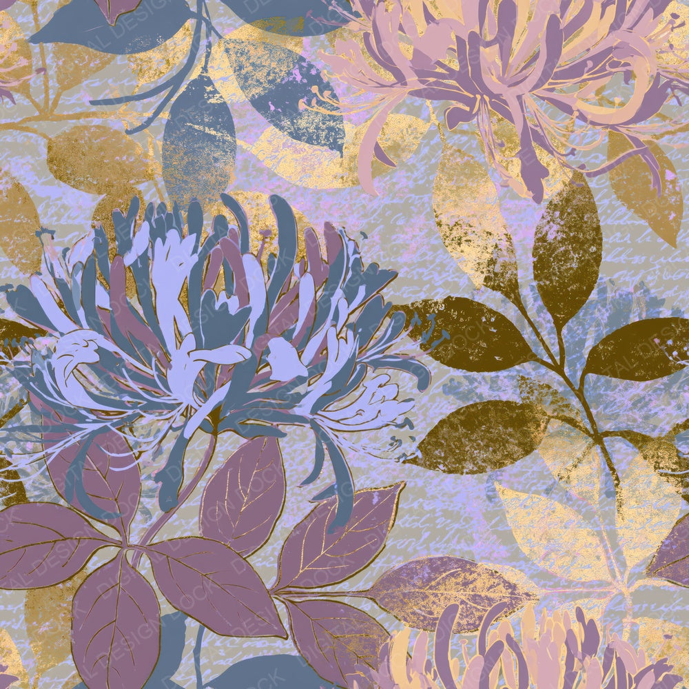 Screenprint Honeysuckle Periwinkle Plum Digital Paper Pack (DDD014156)
