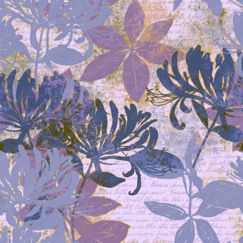 Screenprint Honeysuckle Periwinkle Plum Digital Paper Pack (DDD014156)