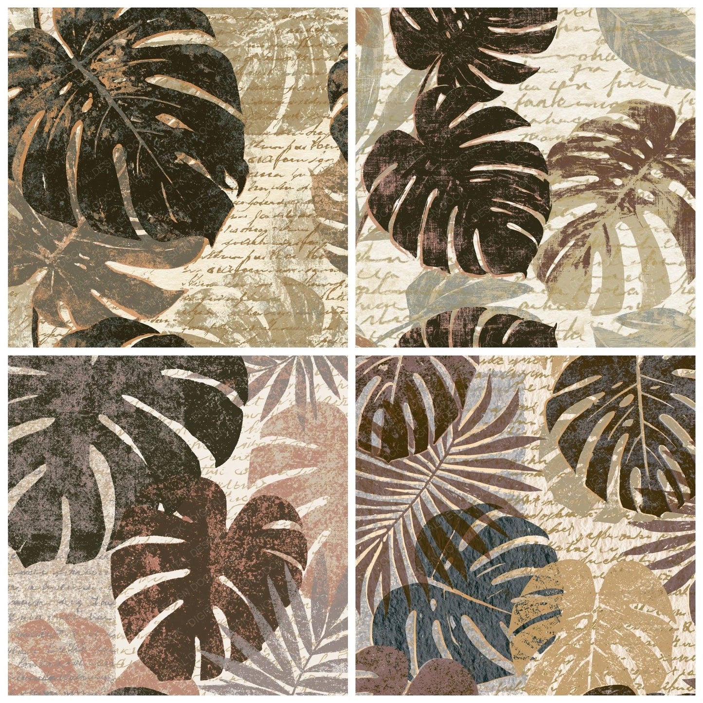 Screenprint Monstera Sepia Parchment Digital Paper Pack (DDD014157)