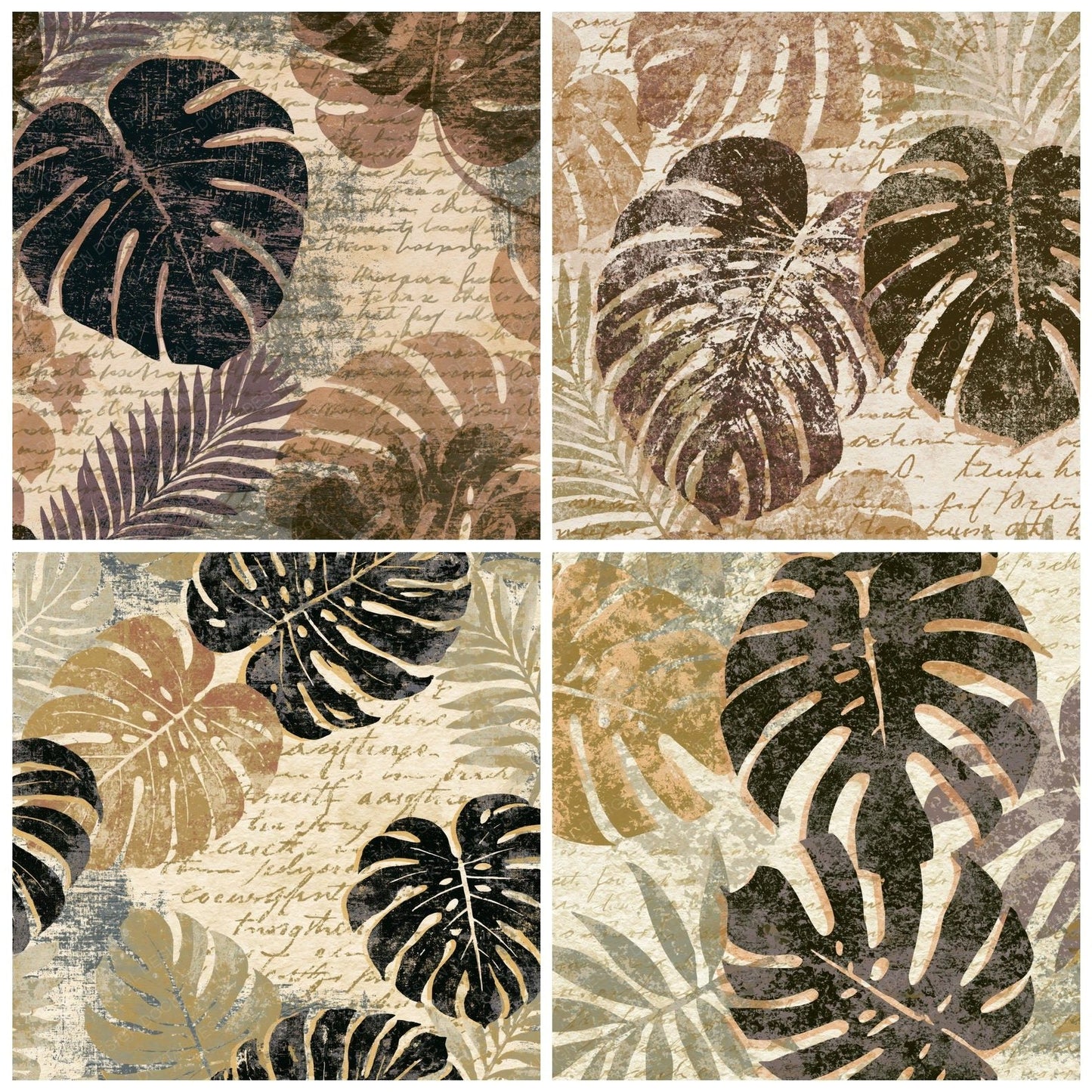 Screenprint Monstera Sepia Parchment Digital Paper Pack (DDD014157)