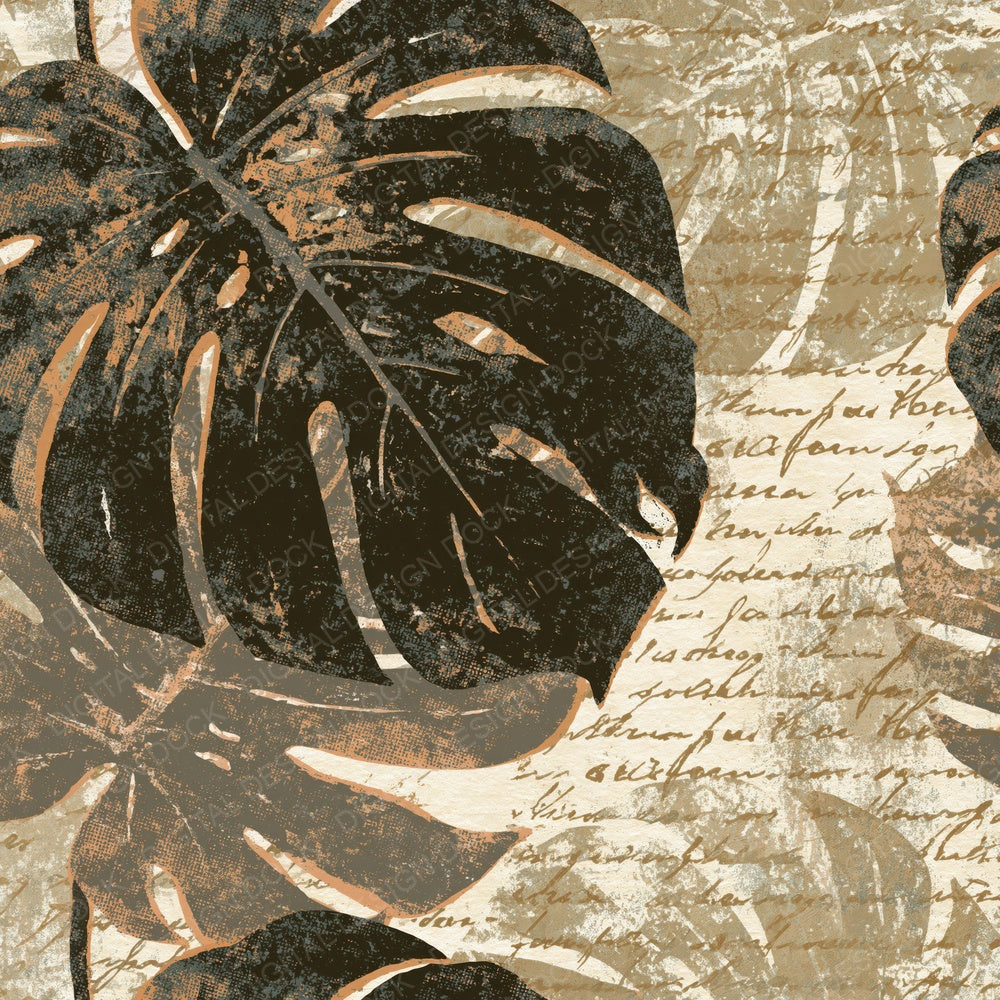 Screenprint Monstera Sepia Parchment Digital Paper Pack (DDD014157)