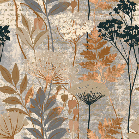 Screenprint Wildflowers Sand Dove Seamless Digital Paper Pack (DDD014160)