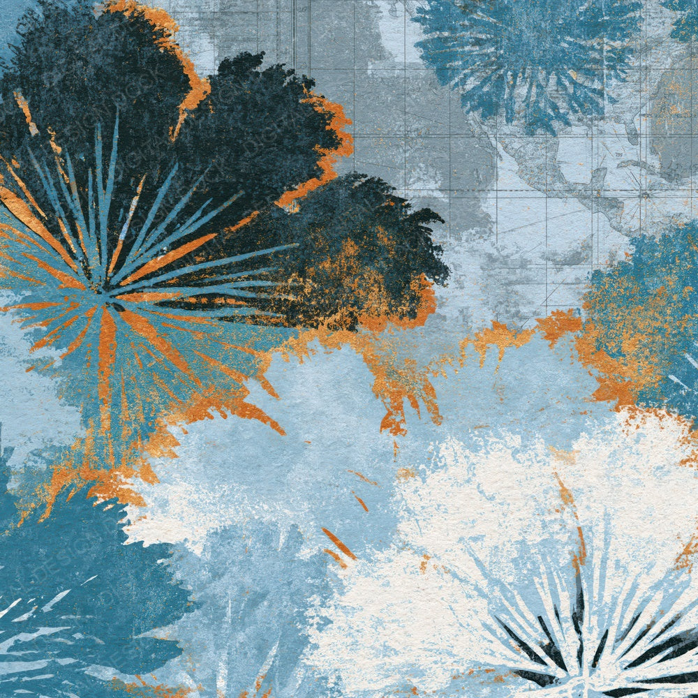 Woodblock Moss Blue Charcoal Digital Paper Pack (DDD014163)