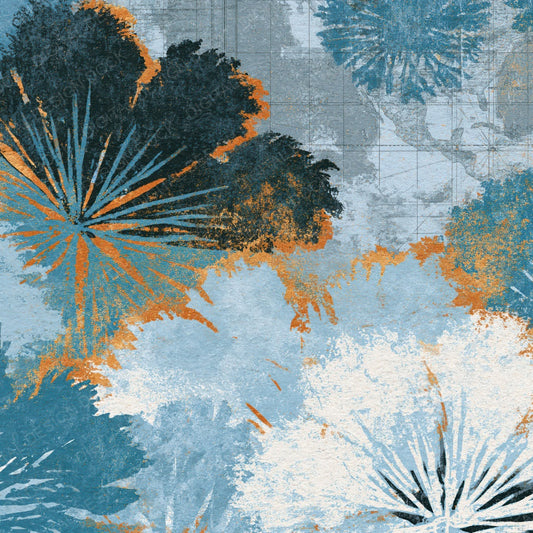 Woodblock Moss Blue Charcoal Digital Paper Pack (DDD014163)