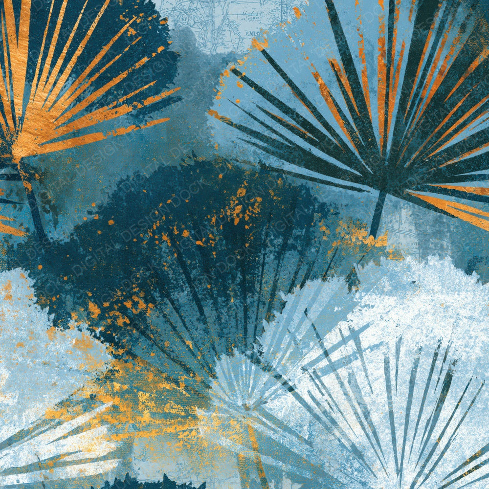 Woodblock Moss Blue Charcoal Digital Paper Pack (DDD014163)