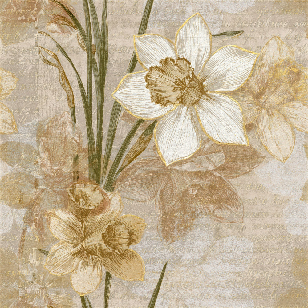 Etching Daffodils Oat Linen Seamless Digital Paper Pack (DDD014166)