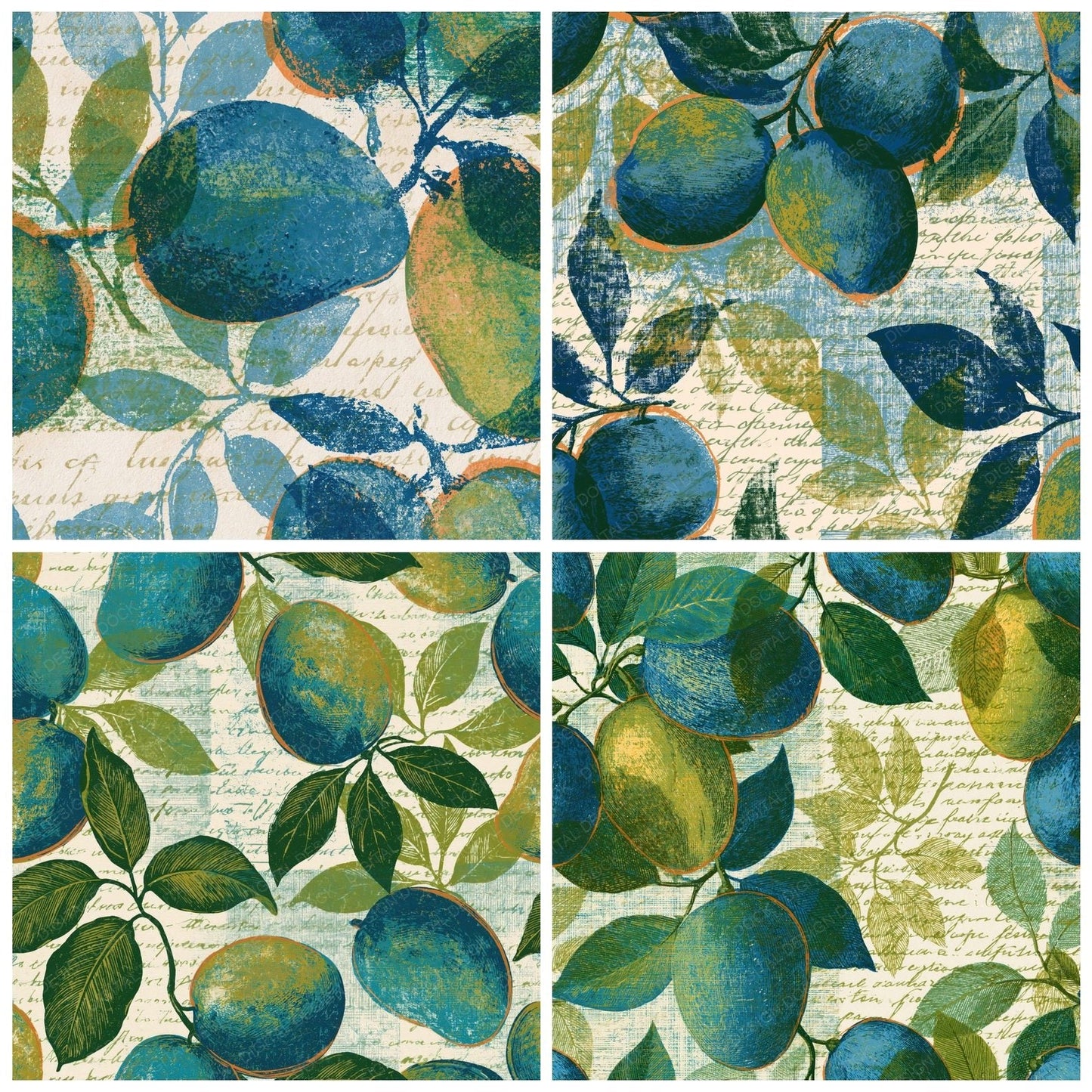 Etching Mango Azure Lemon Digital Paper Pack (DDD014167)