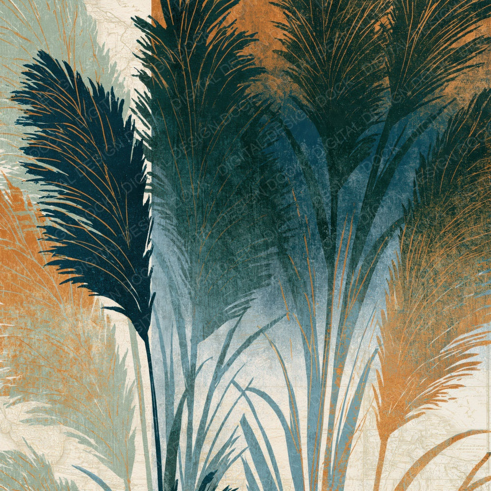 Etching Pampas Grass Sage Forest Digital Paper Pack (DDD014169)
