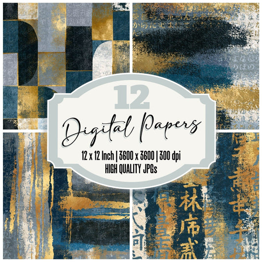 Monoprint Pewter Slate Bone Tonal Digital Paper Pack (DDD014170)