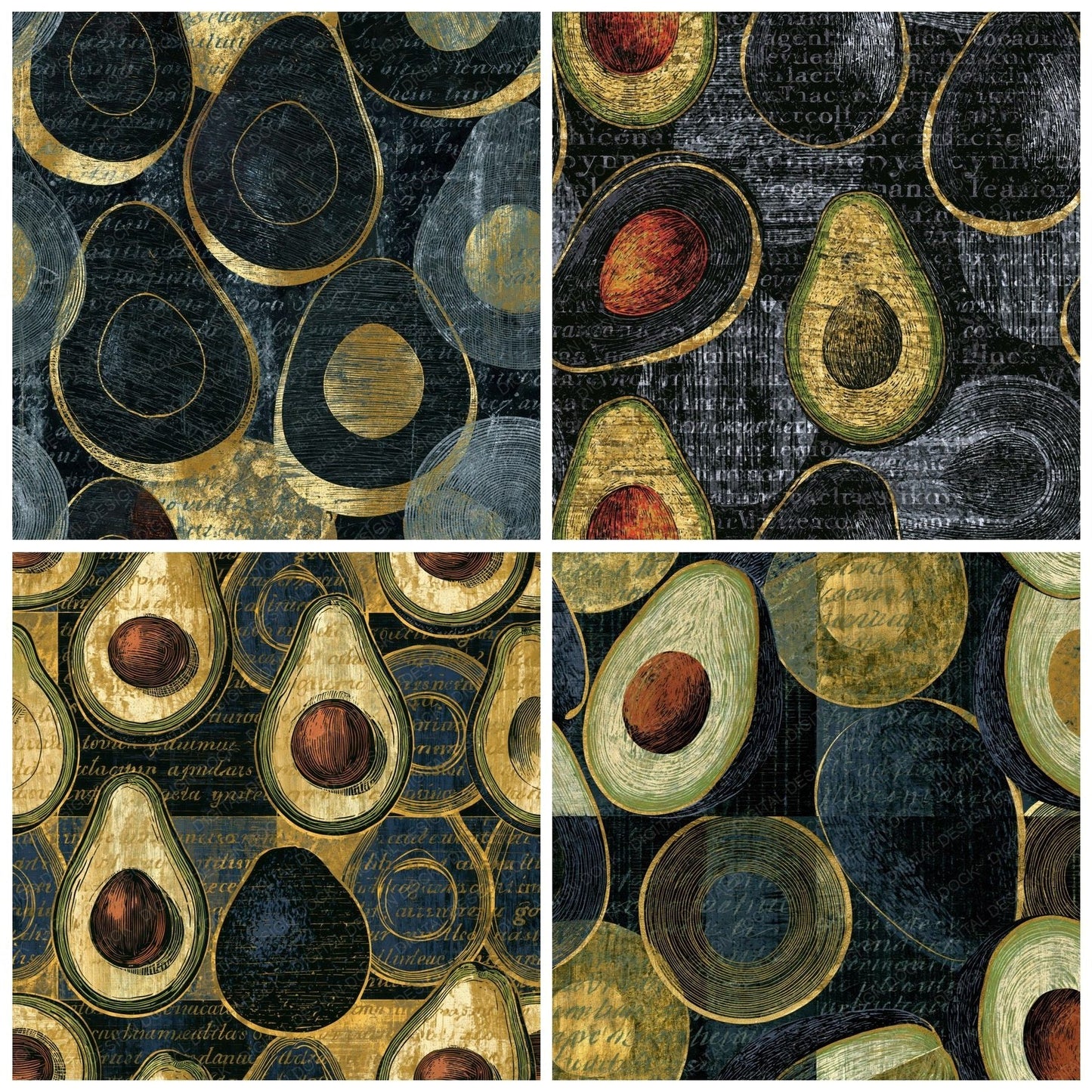 Scratchboard Avocado Bone Brass Digital Paper Pack (DDD014171)