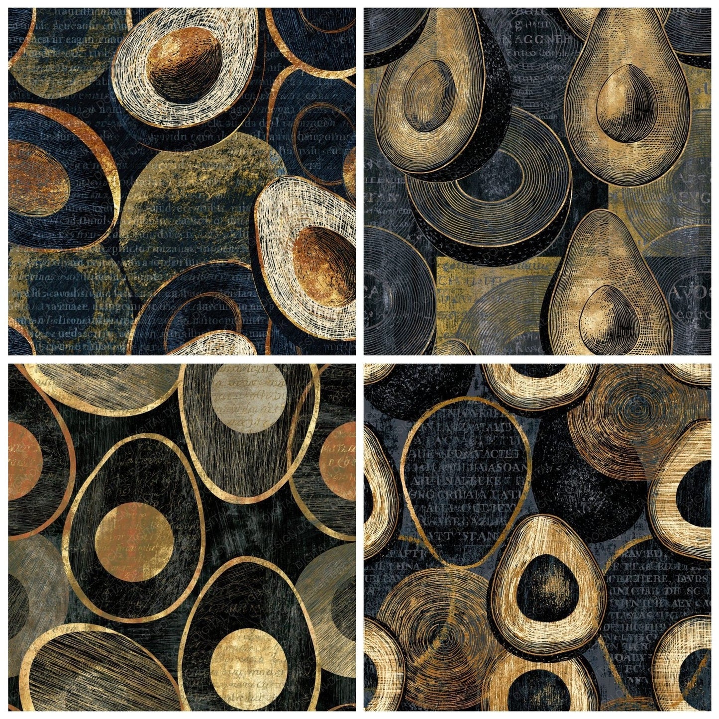 Scratchboard Avocado Bone Brass Digital Paper Pack (DDD014171)