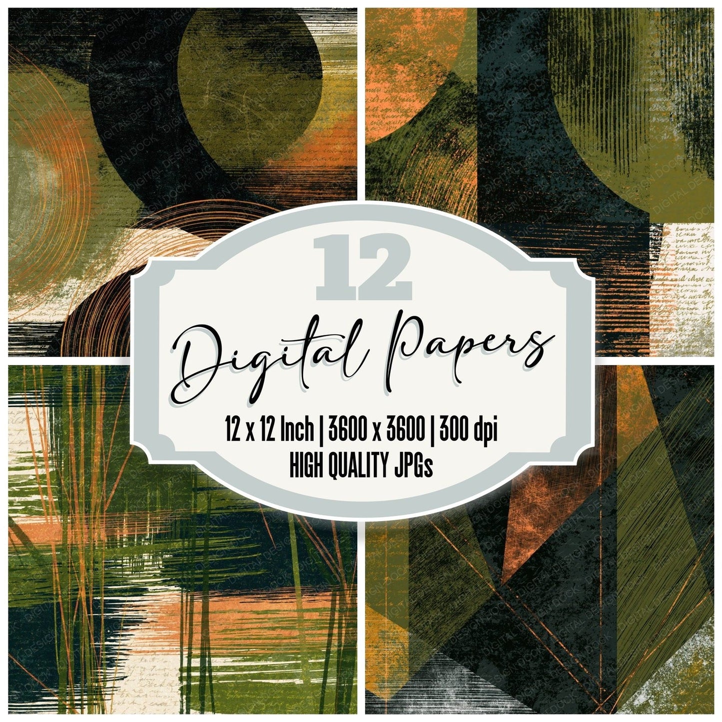 Scratchboard Olive Chartreuse Texture Digital Paper Pack (DDD014172)