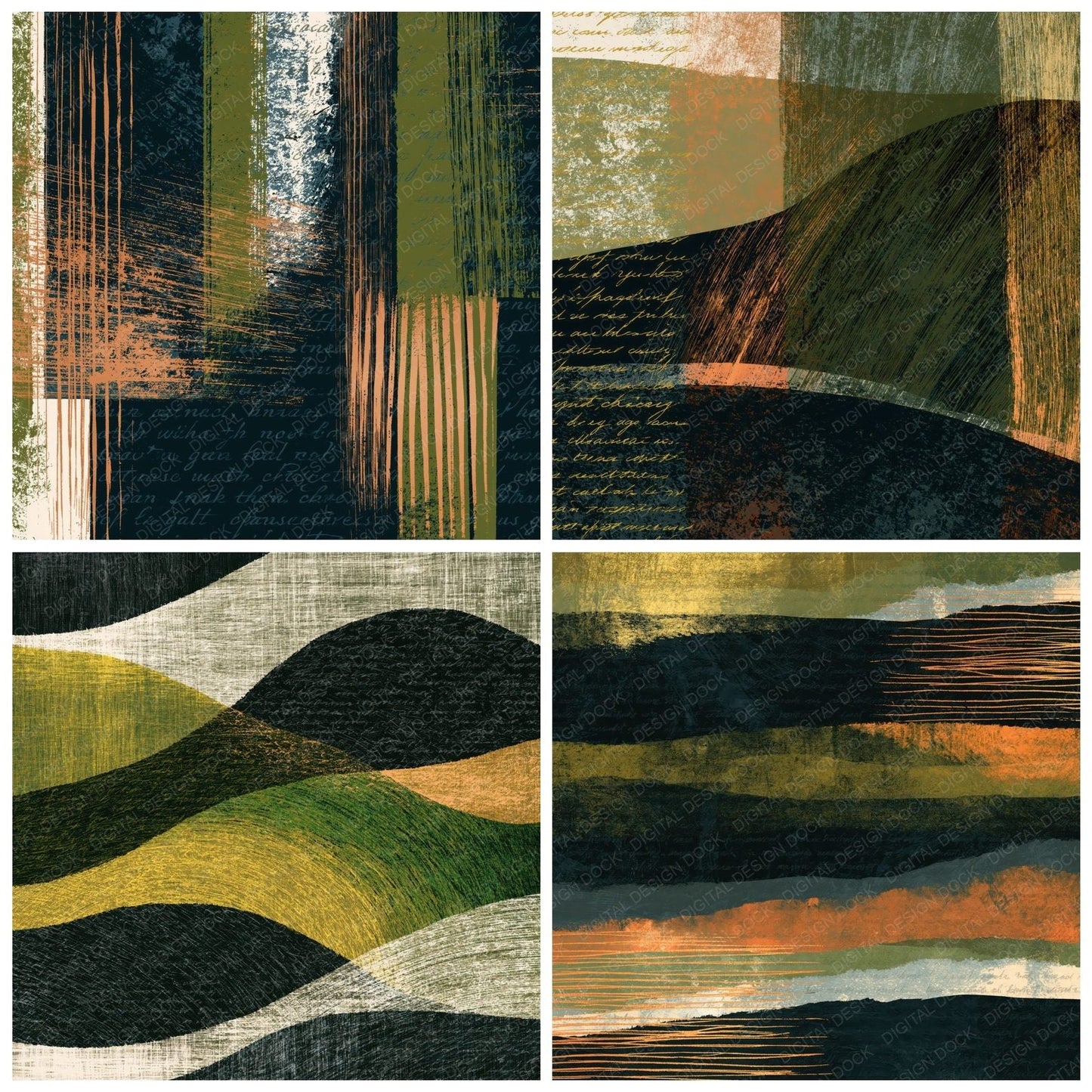 Scratchboard Olive Chartreuse Texture Digital Paper Pack (DDD014172)