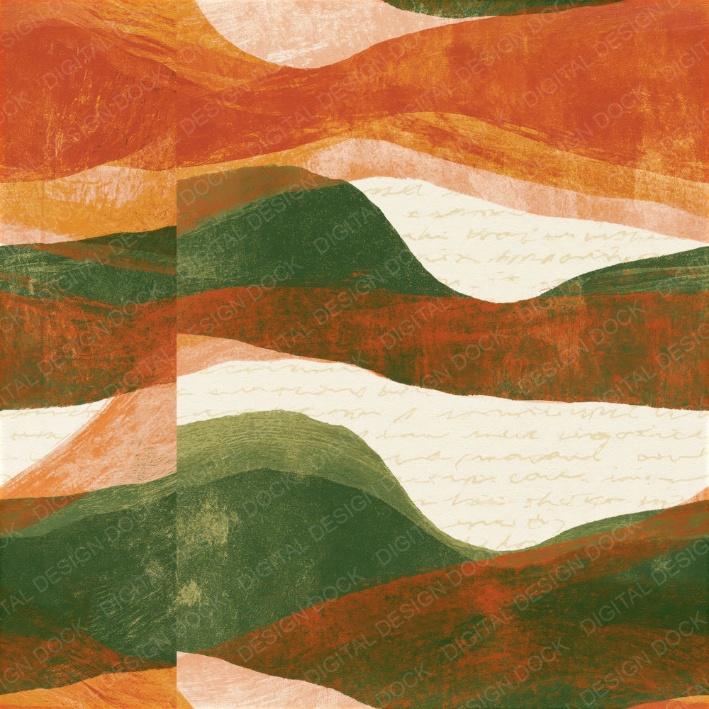 Screenprint Avocado Burnt Orange Tonal Seamless Digital Paper Pack (DDD014173)