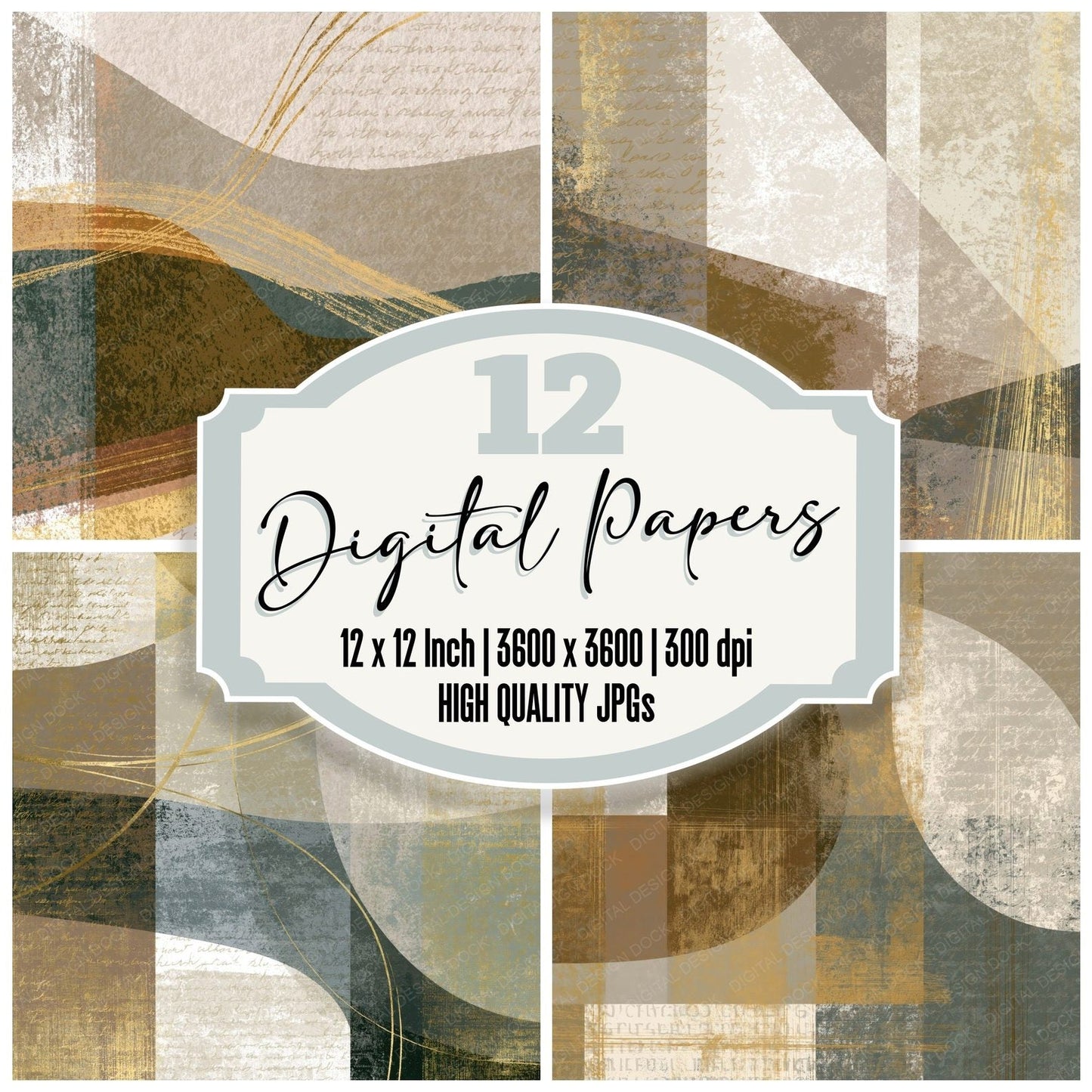 Screenprint Bone Stone Taupe Tonal Digital Paper Pack (DDD014174)