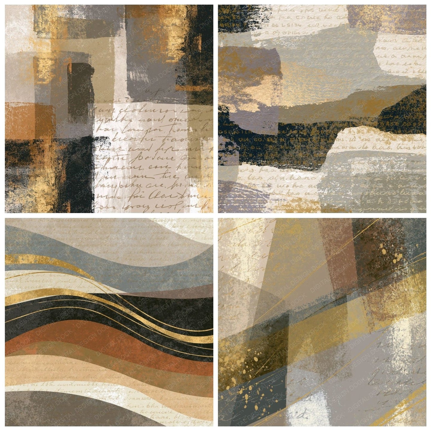 Screenprint Bone Stone Taupe Tonal Digital Paper Pack (DDD014174)