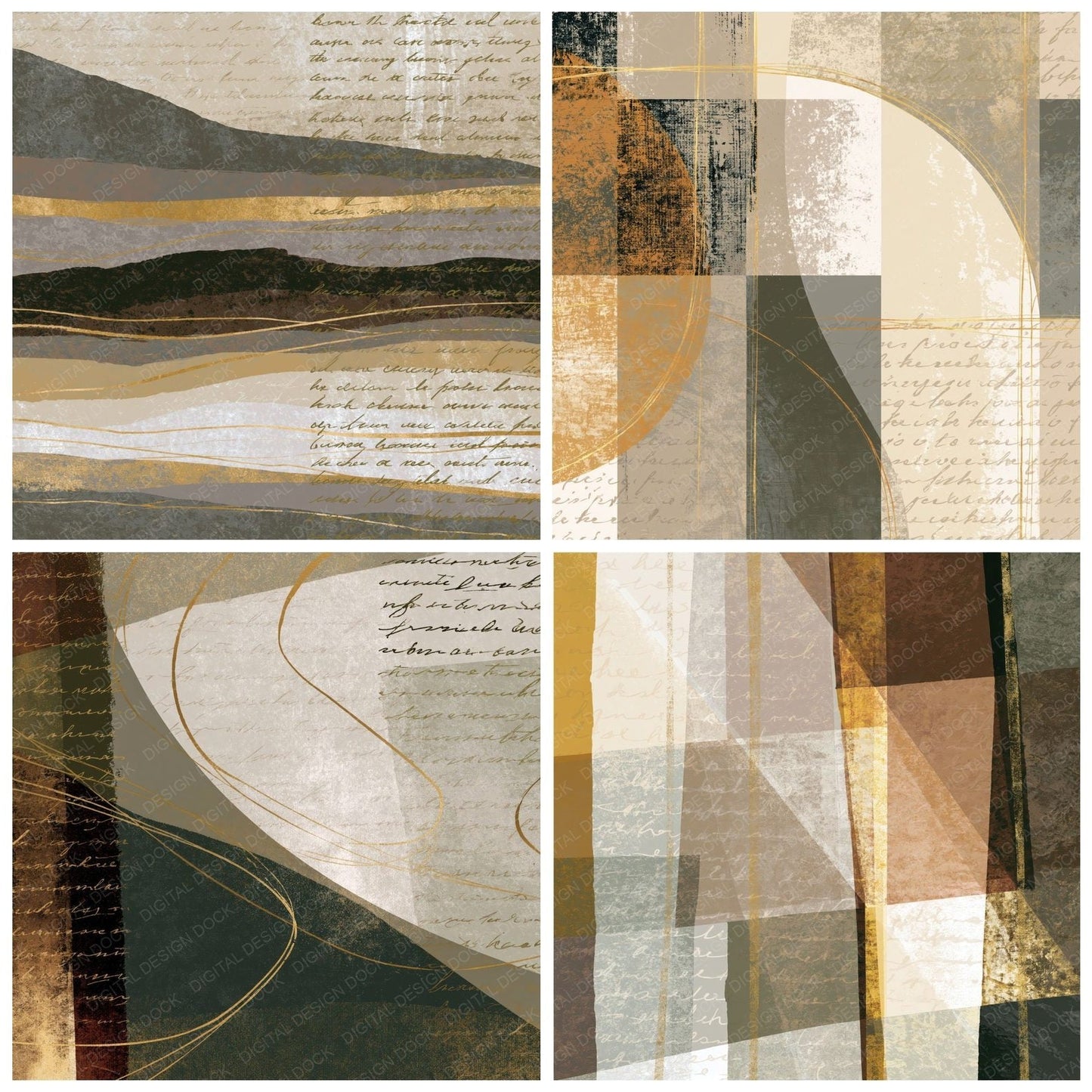 Screenprint Bone Stone Taupe Tonal Digital Paper Pack (DDD014174)