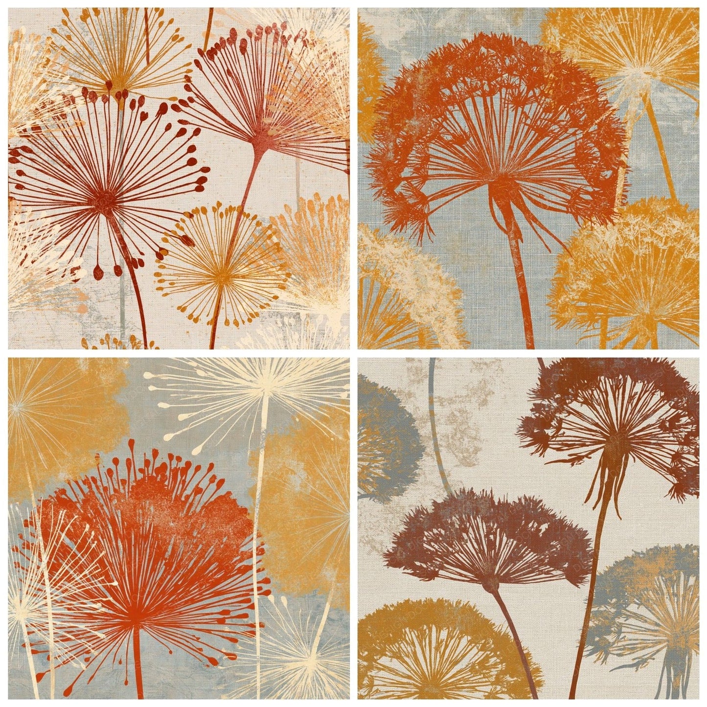 Screenprint Dandelion Rust Gold Digital Paper Pack (DDD014175)