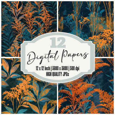 Screenprint Goldenrod Tangerine Turquoise Seamless Digital Paper Pack (DDD014177)