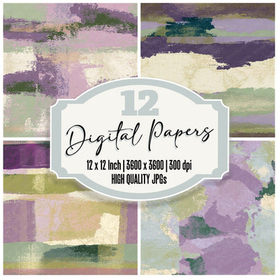 Screenprint Lilac Sage Oat Abstract Seamless Digital Paper Pack (DDD014178)