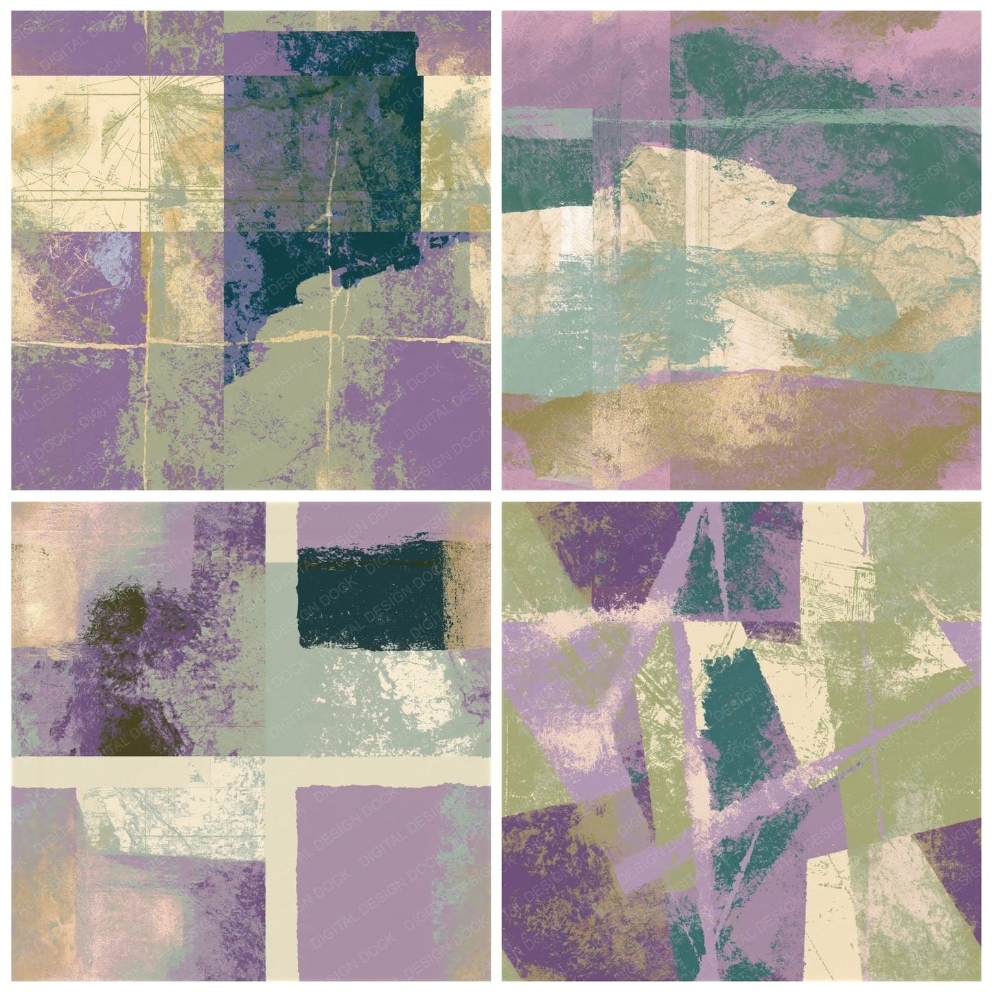 Screenprint Lilac Sage Oat Abstract Seamless Digital Paper Pack (DDD014178)